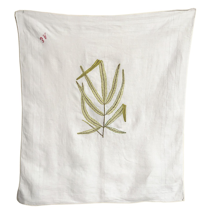 Carmen Müller, Farn 01, Stickerei auf Leinen, 2018