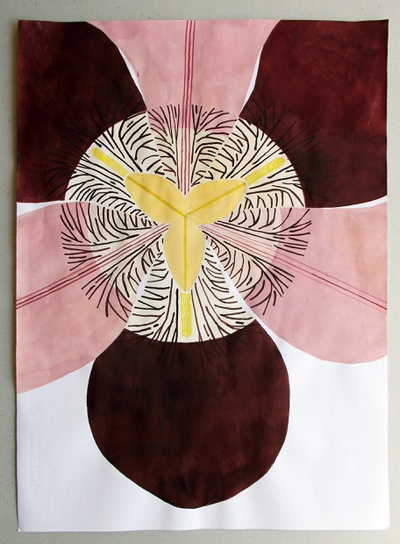 Carmen Müller, Schwertlilie, Tempera auf Papier, 2019