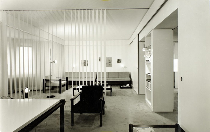 Wohnung und Studio Egon Rainer in der Egger-Lienz-Straße in Innsbruck, ausgestattet mit Möbeln aus dem Steckmöbelprogramm, um 1970