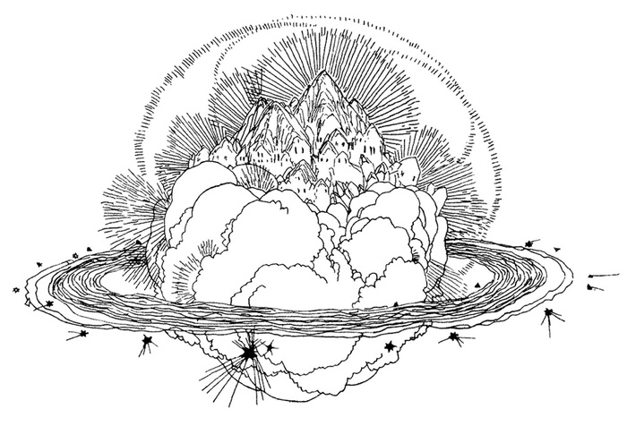 Wenzel Hablik: Zyklus „Schaffende Kräfte“, Blatt 2 (Detail), 1909