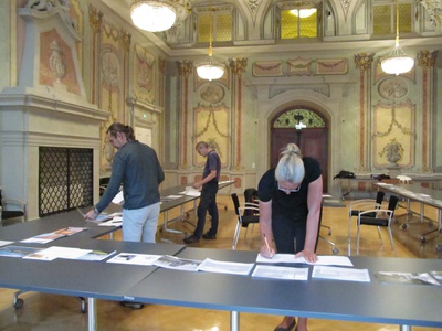 Die Mitglieder der Jury 2016 bei der Arbeit: Tina Saaby, Wolfgang Feyferlik, Roland Winkler, Bildnachweis: © aut