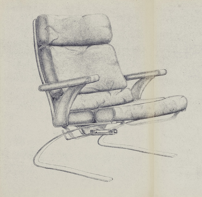 Reinhold Adolf, Schwingsessel-Variante mit verstellbarer Rückenlehne, 1980