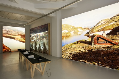 Blick in die Ausstellung „Snøhetta: Relations“ im aut, „Nordic Room“