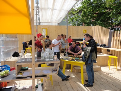 Die stattSTUBE war der zentrale Ort der Architekturtage 2012 in TIrol