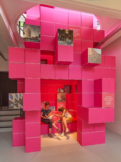 Blick in die Ausstellung "Architecture Speaks: The Language of MVRDV"