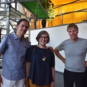 Ausstellungseröffnung mit Jacob van Rijs, Nathalie de Vries und Winy Maas, den drei GründungspartnerInnen von MVRDV