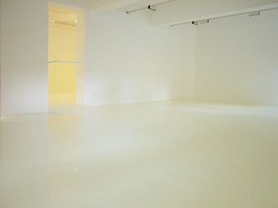 Blick in die Ausstellung im aut, Susanna Fritscher: Wandmalerei, Foto: Laurent Tessier