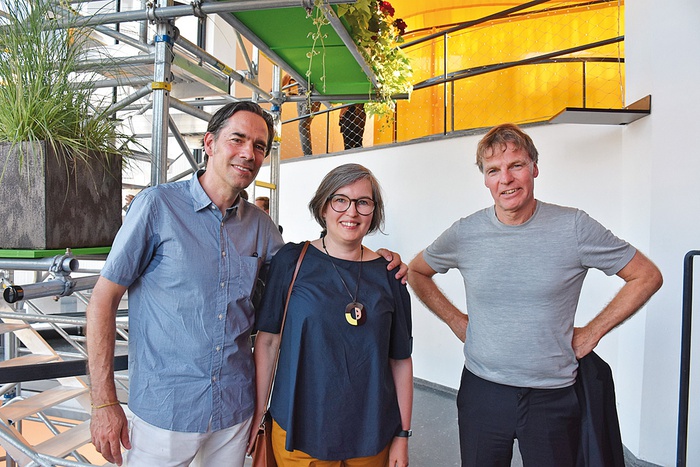 Ausstellungseröffnung mit Jacob van Rijs, Nathalie de Vries und Winy Maas, den drei GründungspartnerInnen von MVRDV