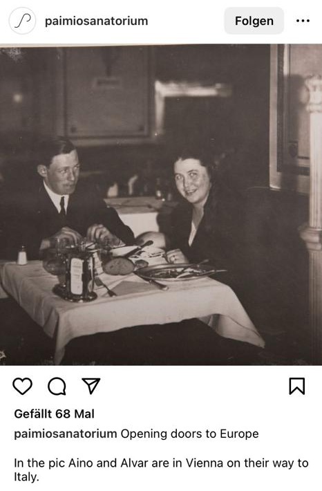 Alvar und Aino Aalto in Wien im Rahmen ihrer Hochzeitsreise nach Italien, Herbst 2024