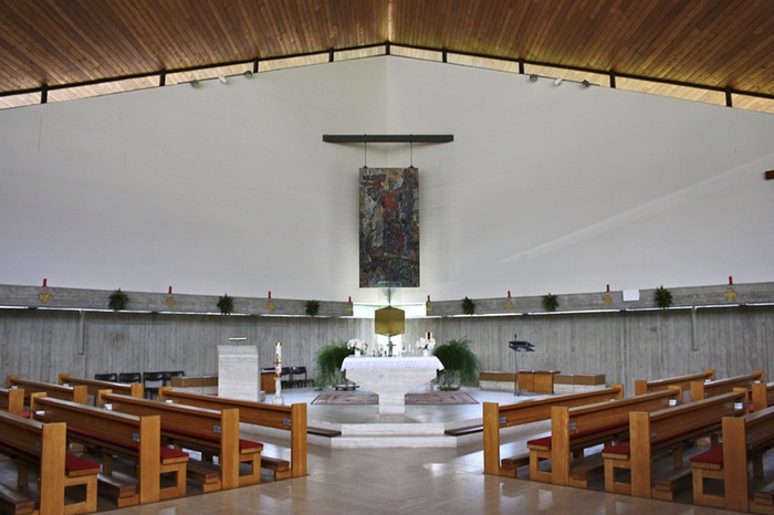 Kirche zu den Hl. Engeln, Brennbichl/Imst (Architektur: Norbert Heltschl, 1964-67)