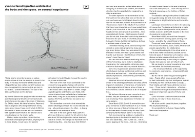 Doppelseite aus der Publikation mit dem Beitrag von Yvonne Farrell (Grafton Architects)