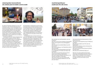 Doppelseite aus der Publikation mit den Beiträgen von Roland Gruber (nonconform) und Manfred Gsottbauer