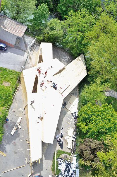 Der Rohbau des bilding von oben.