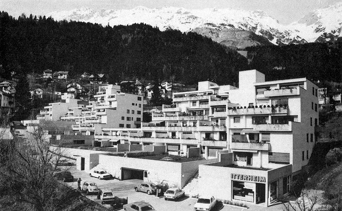 Atelier Mühlau (Andreas Egger, Hanno Schlögl, Heinz Pedrini), Terrassenhaus Sonnleitn, Innsbruck, 1972 – 75