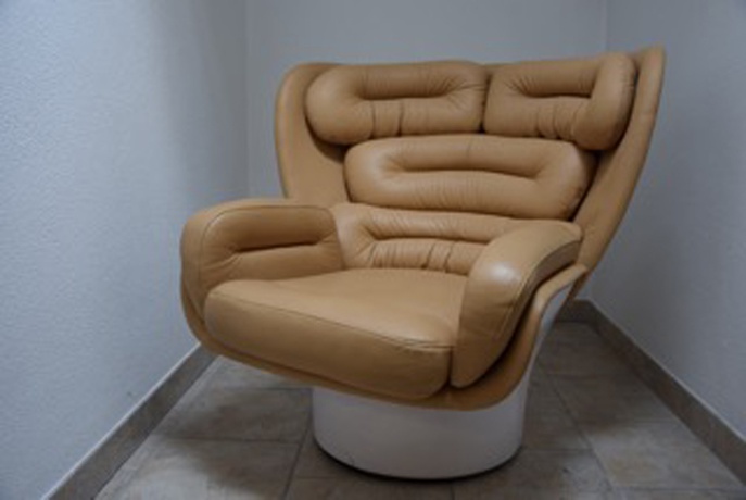 Elda-Chair von Joe Colombo für Comfort, Entwurf 1963, Ausführung in cognacfarbenem Leder (erneuert)